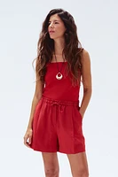 Linen-Blend Drawstring Shorts