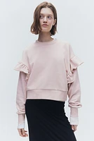 Oversized Ruffle-trimmed Sweatshirt