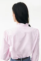 Ruffle-trimmed Oxford Blouse