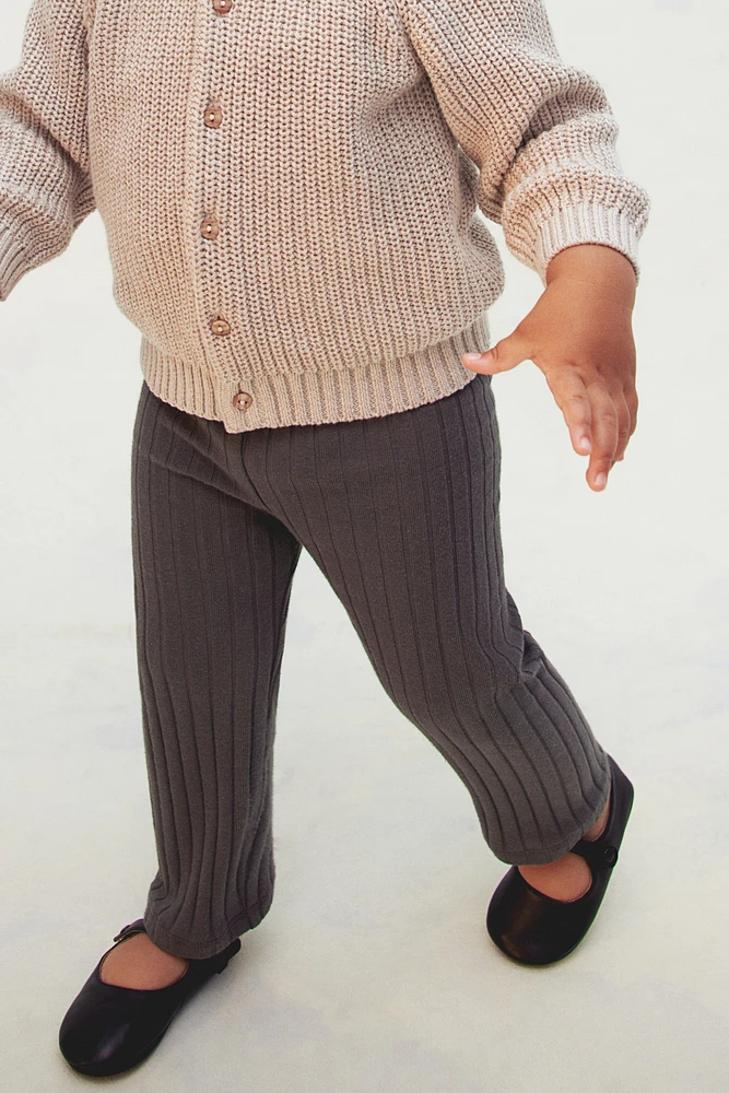 Wide-Ribbed Cotton Leggings