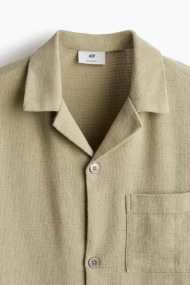 Chemise texturée Coupe Classique avec col cubain