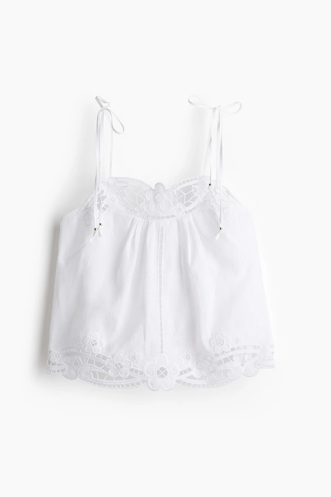 Linen tie-strap top