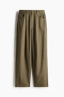 Barrel-leg twill trousers