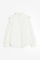 Ruffle-trimmed Muslin Blouse