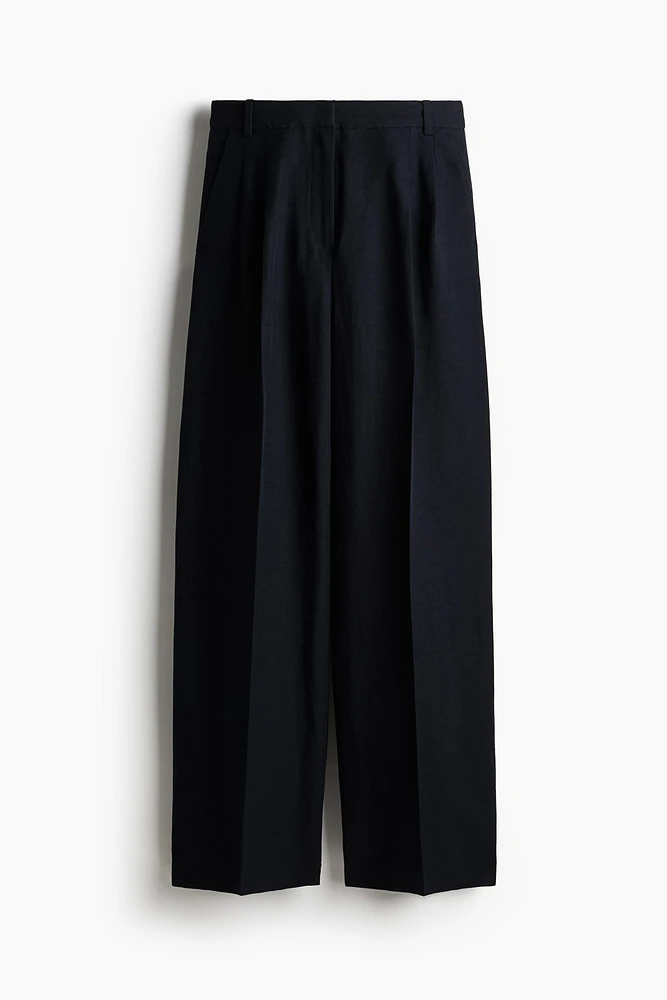 Pantalon large en lin mélangé