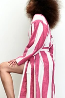 Striped Cotton Terry Bathrobe