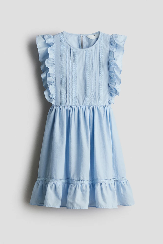 Flounce-Trimmed Cotton Dress