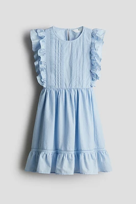 Flounce-Trimmed Cotton Dress