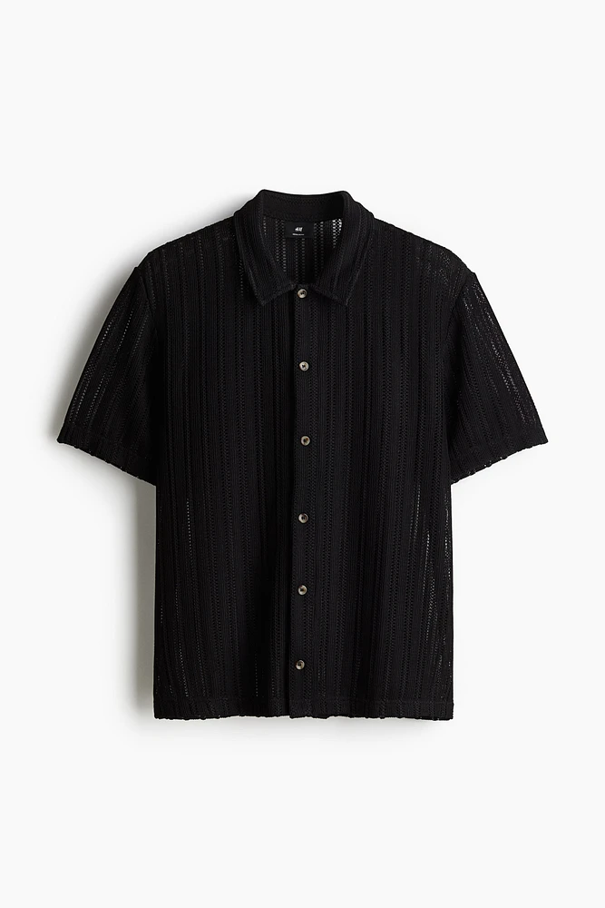 Regular Fit Crochet-look shirt