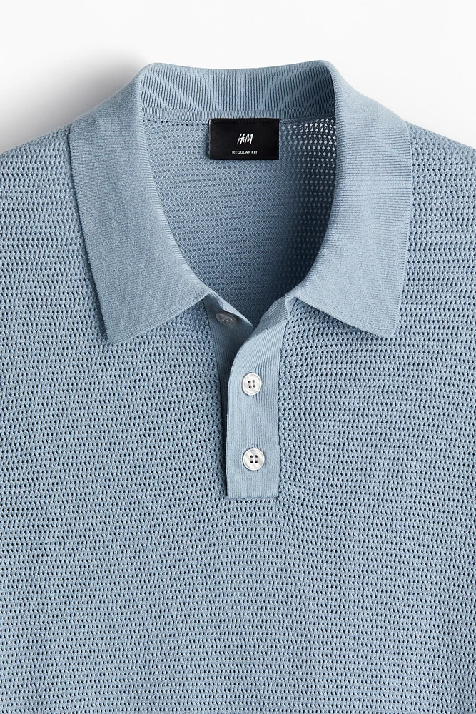 Regular-Fit Hole-Knit Polo Shirt