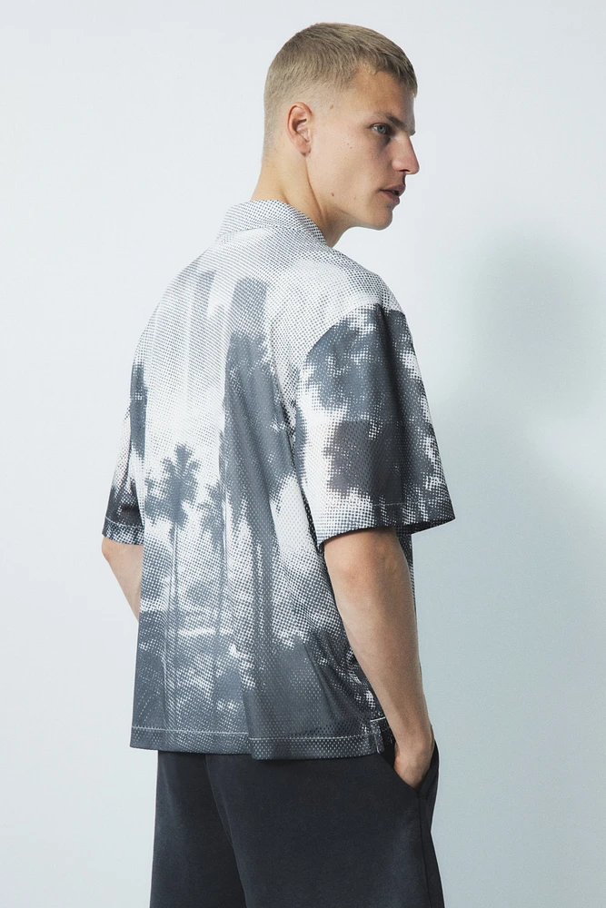 Loose-Fit Mesh Resort Shirt
