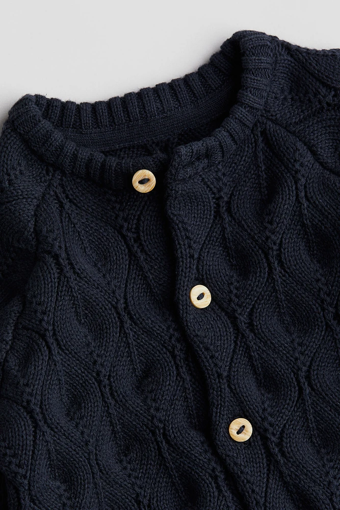 Pattern-knit Cotton Cardigan