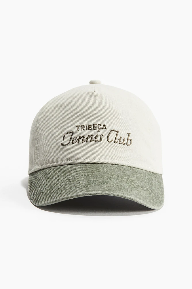 Embroidered-motif Twill Cap
