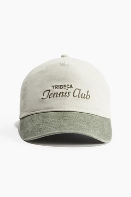 Embroidered-motif Twill Cap