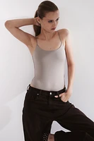 Thong Bodysuit with Narrow Shoulder Straps