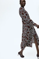 Patterned Tie-Belt Dress