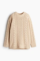 Wool-Blend Cable-Knit Sweater