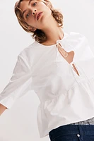 Tie-front Poplin Blouse