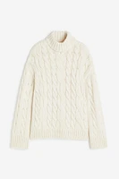 Cable-knit Mock Turtleneck Sweater