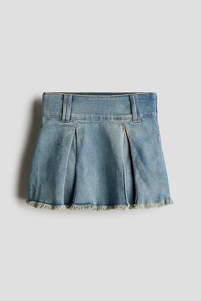 Pleated Denim Skirt