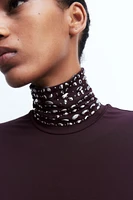 Stud-Detail Mock Turtleneck Dress