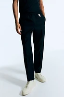 Embroidered Wool Pull-On Pants