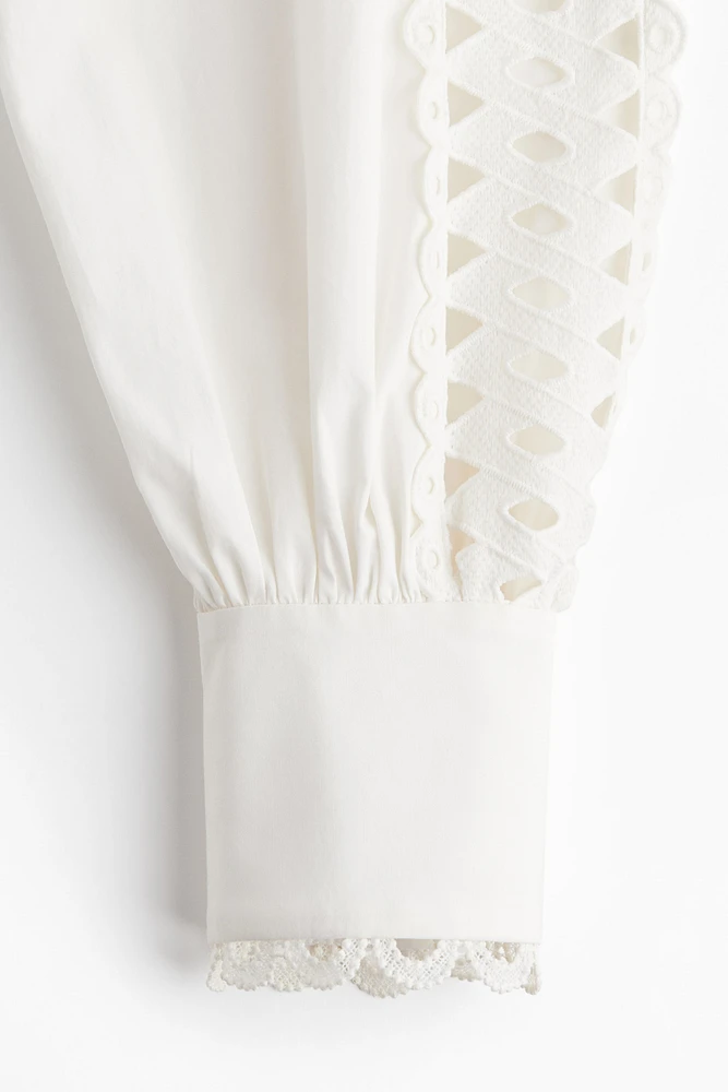 Embroidered-Detail Poplin Dress