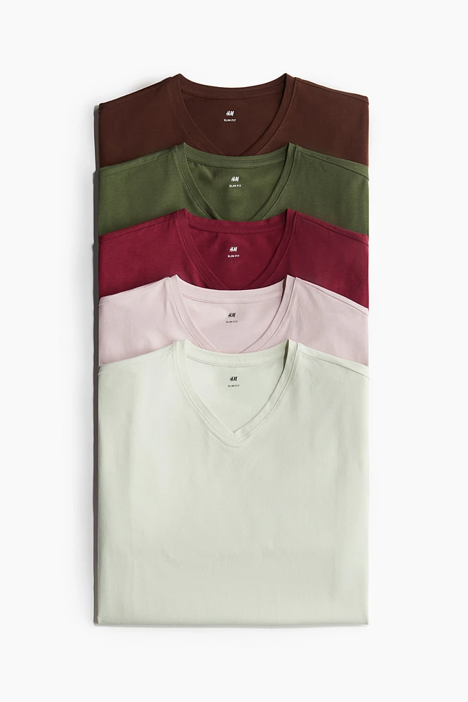 5-pack Slim Fit V-neck T-shirts