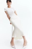 Jupe maxi en satin froissé