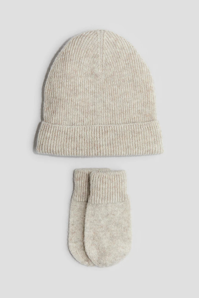 2-piece Cashmere Beanie and Mitten Set