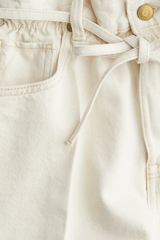 High-Rise Paper-Bag Denim Shorts