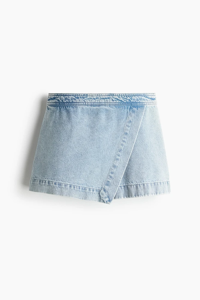 Jupe-short croisée en denim