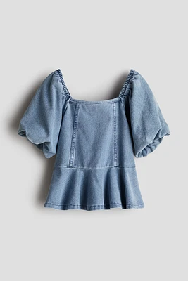 Blouse péplum façon denim