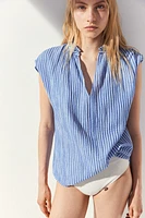 Ruffle-trimmed Cotton Blouse