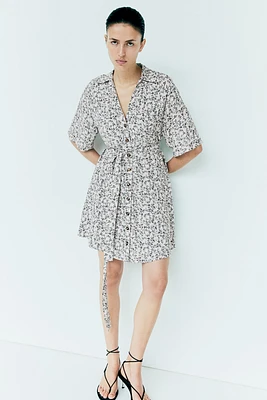 Robe chemisier avec ceinture à nouer