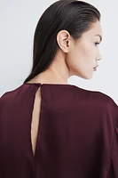 Pleat-Detail Satin Blouse