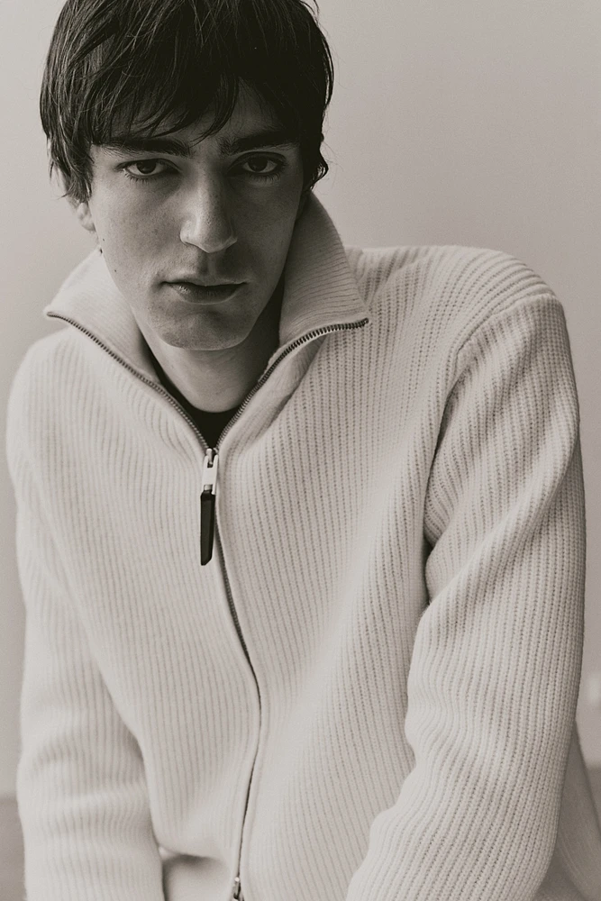 Regular Fit Rib-Knit Cardigan