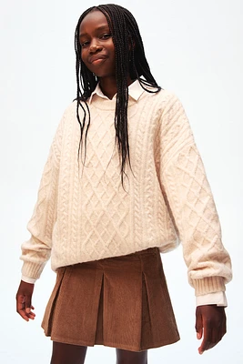 Pleated Corduroy Skirt