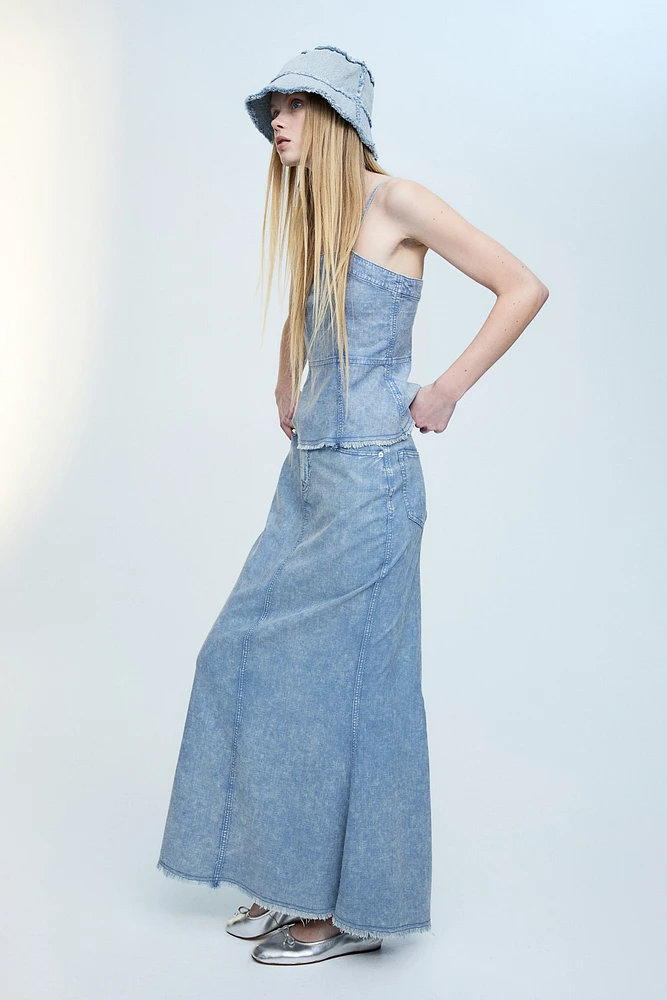 Frayed-edge Flared Skirt