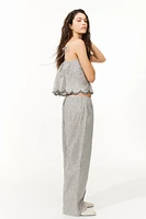 Embroidered Top with Tie Shoulder Straps