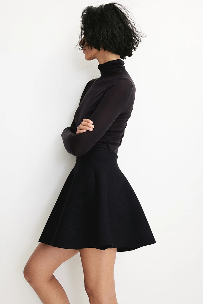 Flared Rib-Knit Skirt