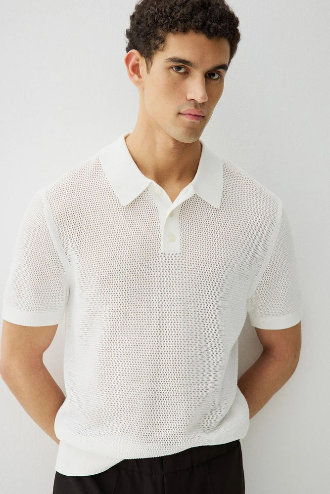 Regular-Fit Hole-Knit Polo Shirt