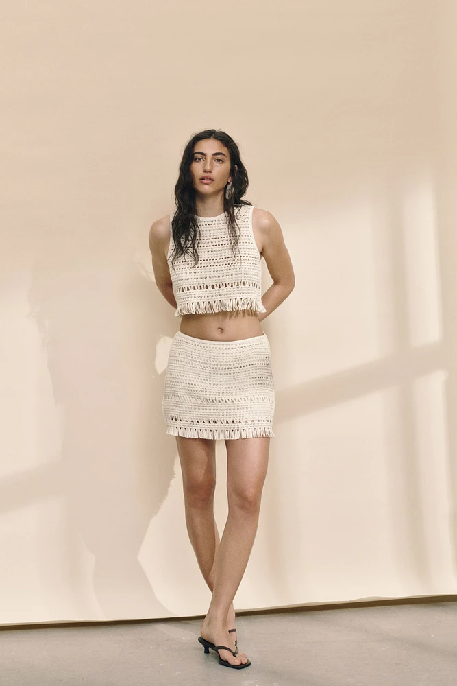 Crochet-Look Mini Skirt