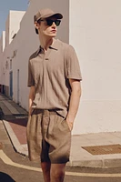 Regular Fit Linen-Blend Polo Shirt