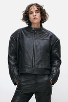 Boxy Leather Biker Jacket