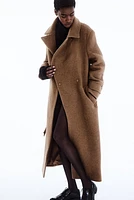 Wool-Blend Tie-Belt Coat