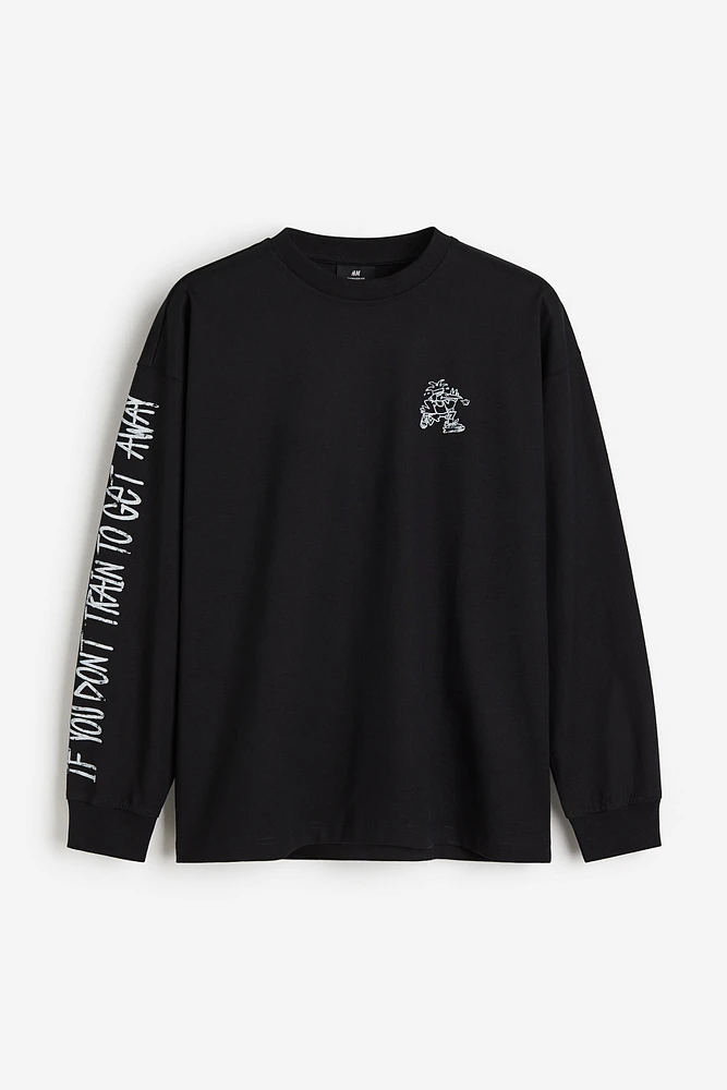 Oversized Fit Printed Jersey Shirt
