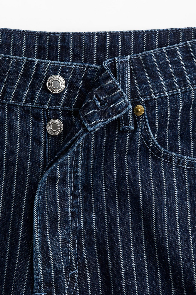 High-Waist Knee-Length Denim Shorts