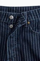 High-Waist Knee-Length Denim Shorts