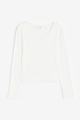 Lace-trimmed Pointelle Jersey Top